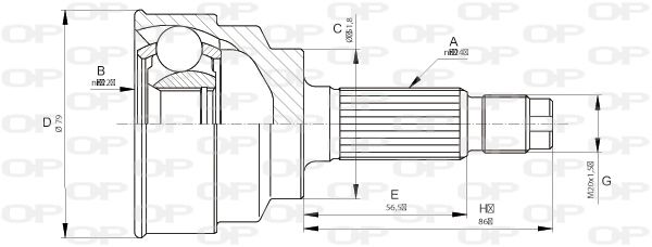 OPEN PARTS Šarnīru komplekts, Piedziņas vārpsta CVJ5665.10